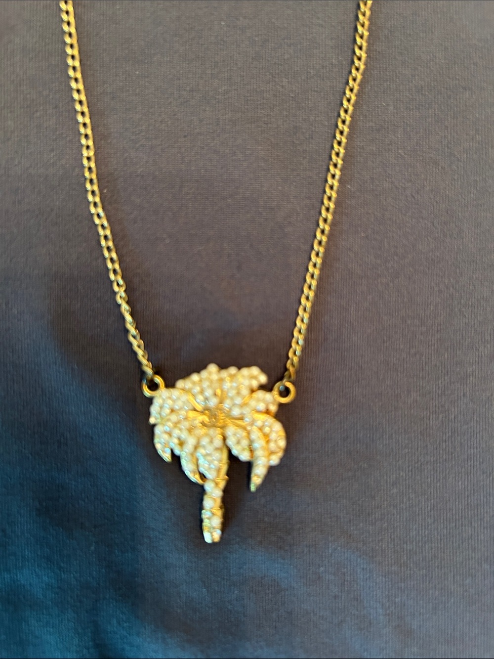 Vintage CHANEL Palm Tree Pendant Necklace - Women's Jewelry